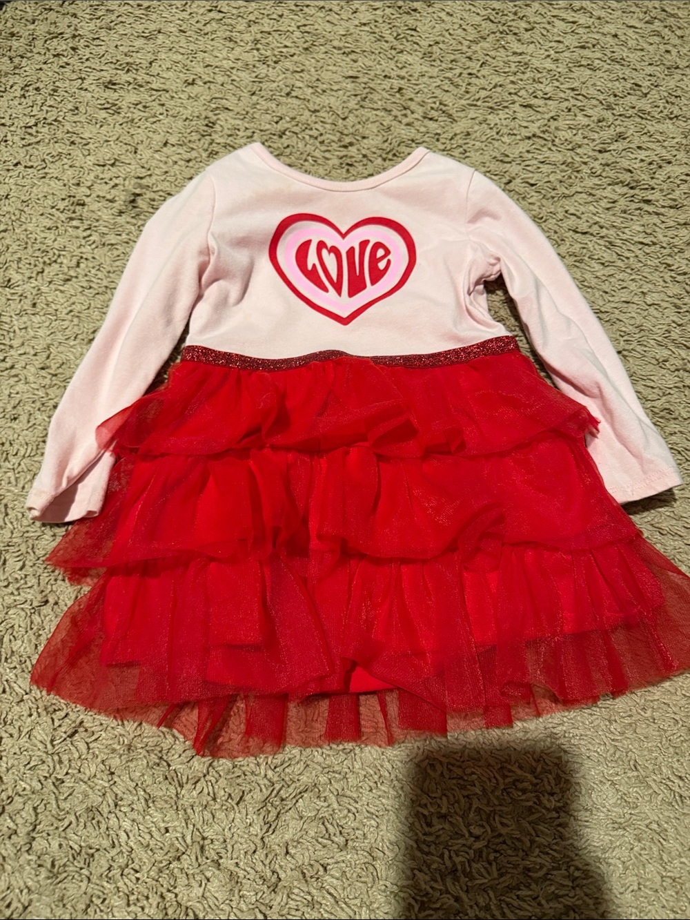 wonder nation Pink and Red "Love" Heart Layered Tulle Dress